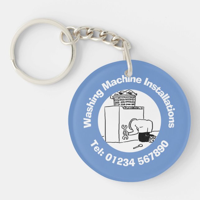 Washing Machine Installations Cartoon Keychain (Front)