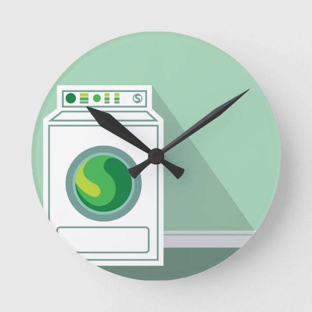 Washing Machine Laundry Room Round Clock (Front)
