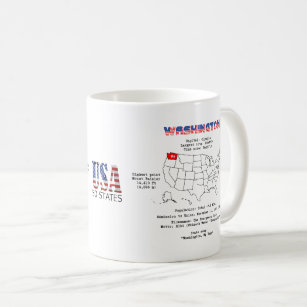 Washington American state on a map and useful info Coffee Mug