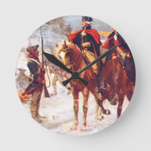 Washington And Lafayette At Valley Forge Round Clock