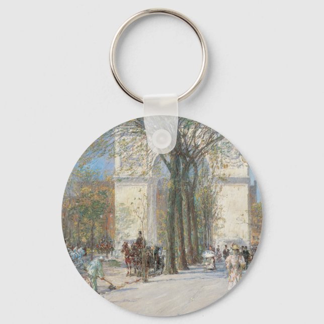 Washington Arch, Spring by Frederick Childe Hassam Keychain (Front)