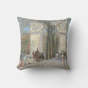 Washington Arch, Spring by Frederick Childe Hassam Throw Pillow