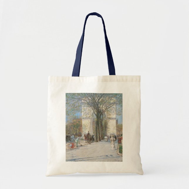 Washington Arch, Spring by Frederick Childe Hassam Tote Bag (Front)