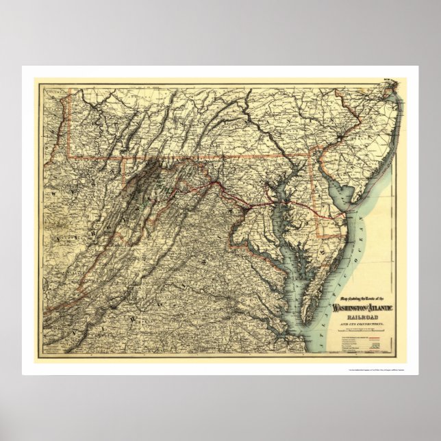 Washington & Atlantic Railroad Map 1883 Poster (Front)