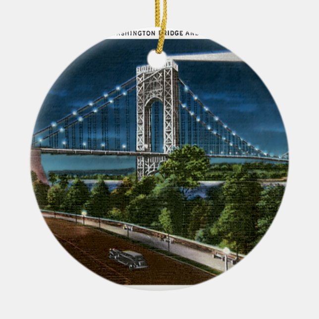 Washington Bridge and Hudson River Ceramic Ornament (Front)