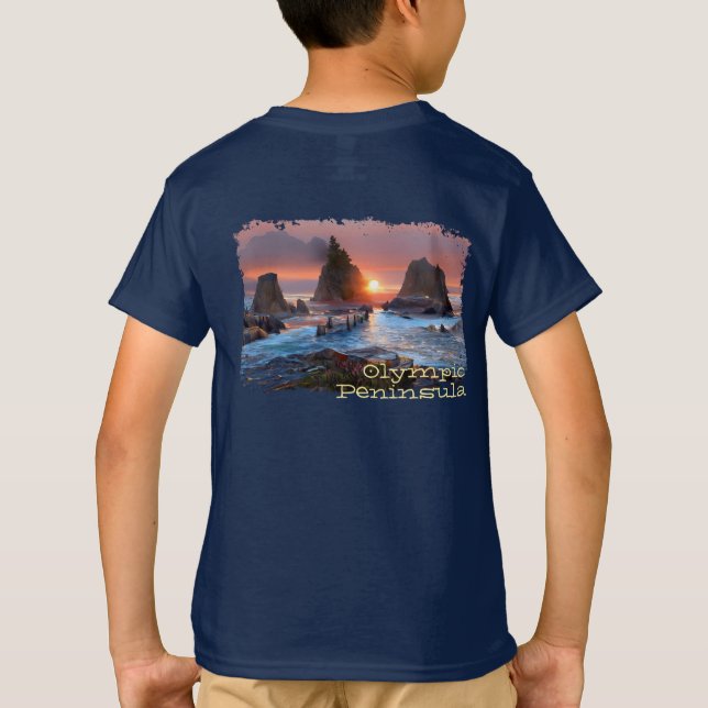 Washington Coast Olympic Peninsula Beach Sunset T-Shirt (Back)