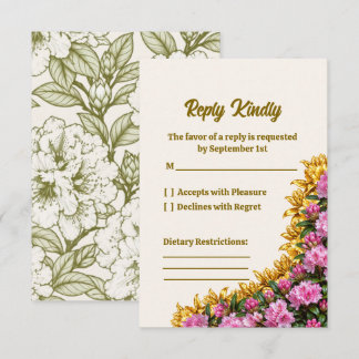 Washington Coast Rhododendron Wedding RSVP Card
