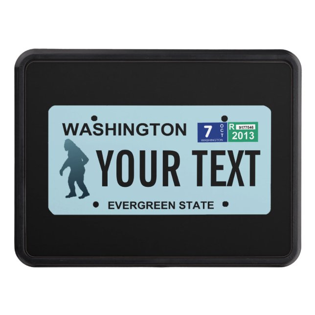 Washington Columbia Sasquatch License Plate Trailer Hitch Cover (Front)