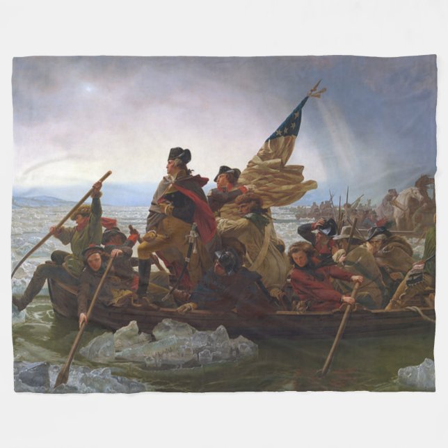 WASHINGTON CROSSES the DELEWARE Fleece Blanket (Front (Horizontal))