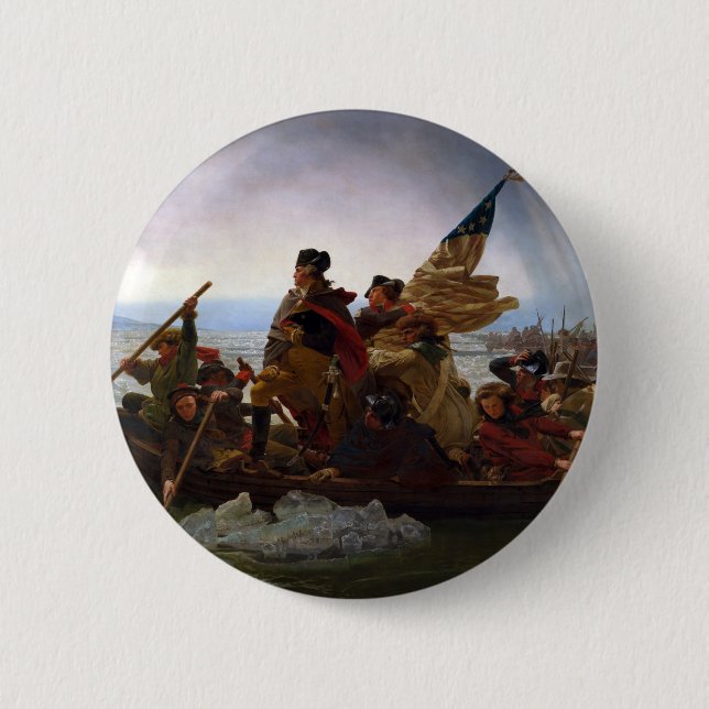 Washington Crossing the Delaware by Emanuel Leutze 2 Inch Round Button (Front)
