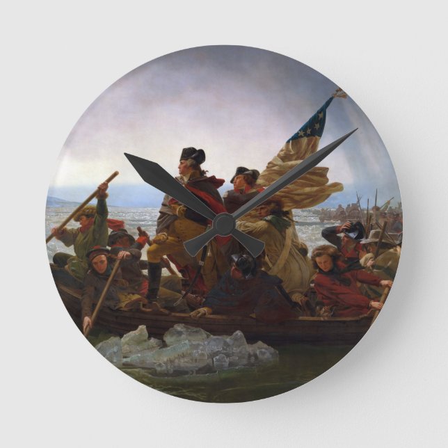 Washington Crossing the Delaware by Emanuel Leutze Round Clock (Front)