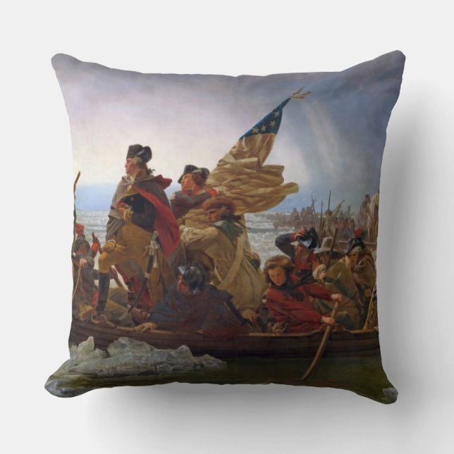 Washington Crossing the Delaware River Throw Pillow (Front)