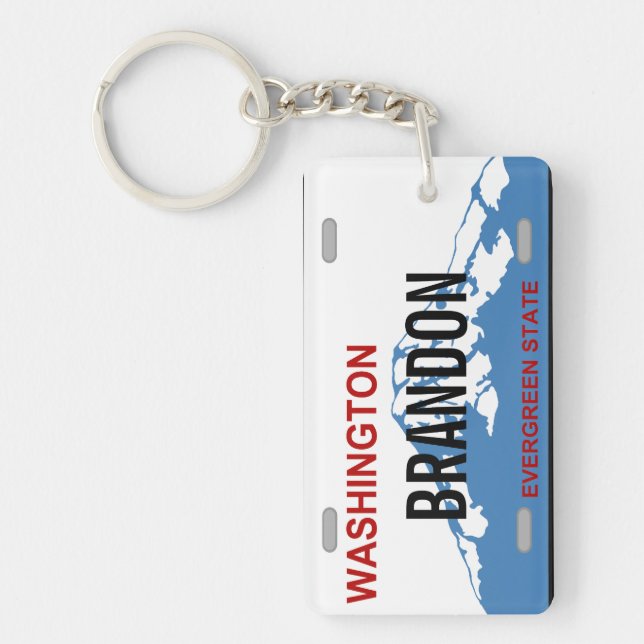 Washington custom license plate keychain (Front)