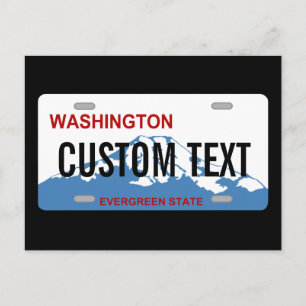 Washington custom license plate postcard