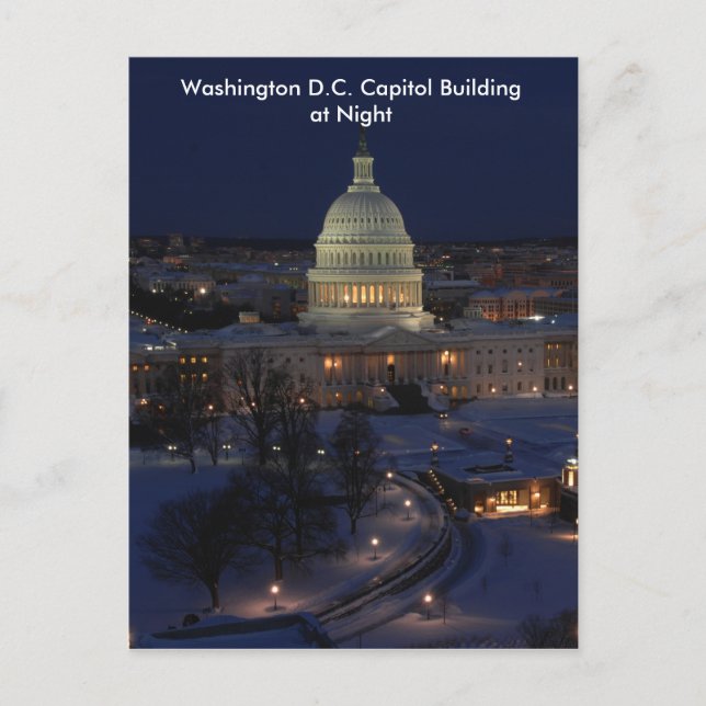 Washington D.C. Capitol Building in Winter Night Postcard (Front)