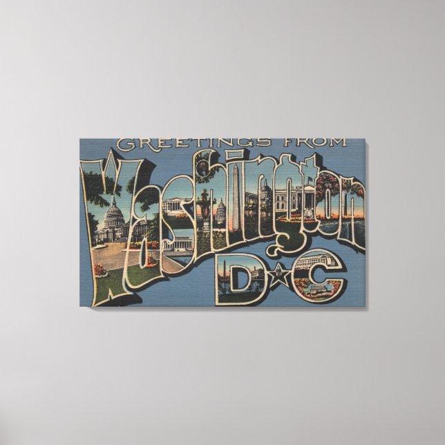 Washington D. C. - Large Letter Scenes Canvas Print (Front)