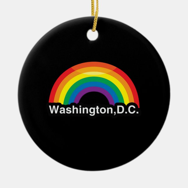 WASHINGTON D.C. LGBT PRIDE RAINBOW CERAMIC ORNAMENT (Front)