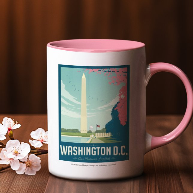 Washington, D.C. - Our Nation's Capital Two-Tone Coffee Mug (Mug on table)