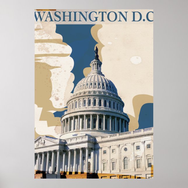 Washington D.C Vintage Travel Poster (Front)