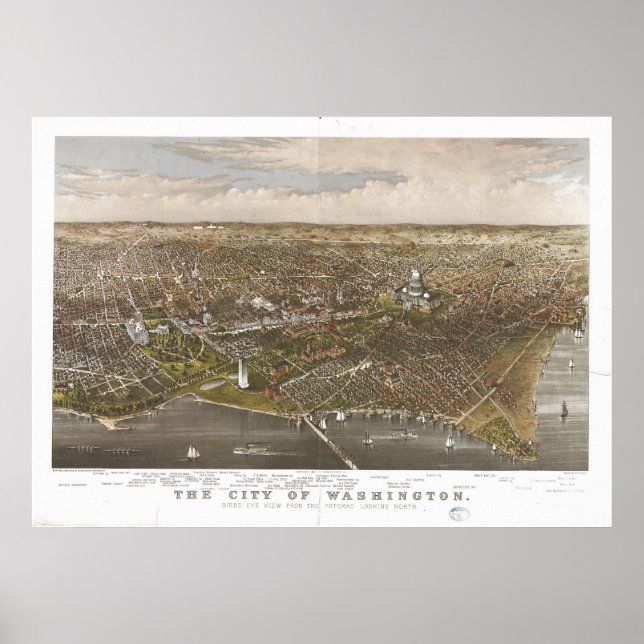 Washington DC 1880 Antique Panoramic Map Poster (Front)