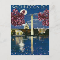 Washington DC at night, white house, spring