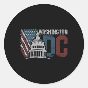 Washington Dc Capitol Hill Usa Flag Souvenir Desig Classic Round Sticker