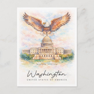 Washington DC Capitol Hill Watercolor | USA Holiday Postcard