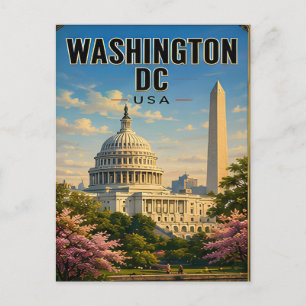 🟡 Washington DC Capitol Spring Travel Gift Postcard
