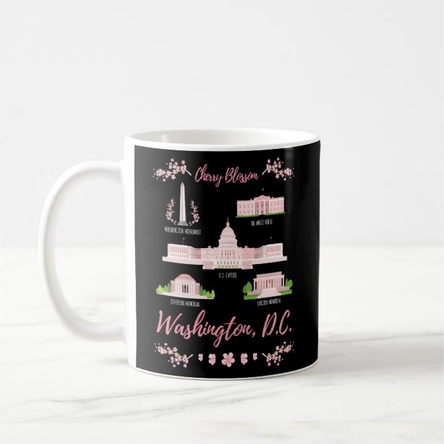 Washington Dc Cherry Blossom Monument Coffee Mug (Left)
