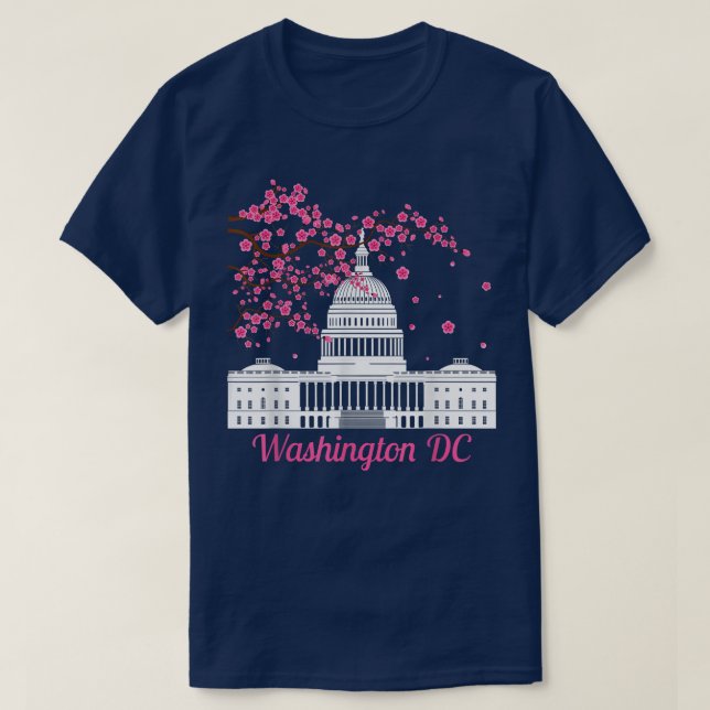Washington DC Cherry Blossoms Monuments Men Women  T-Shirt (Design Front)