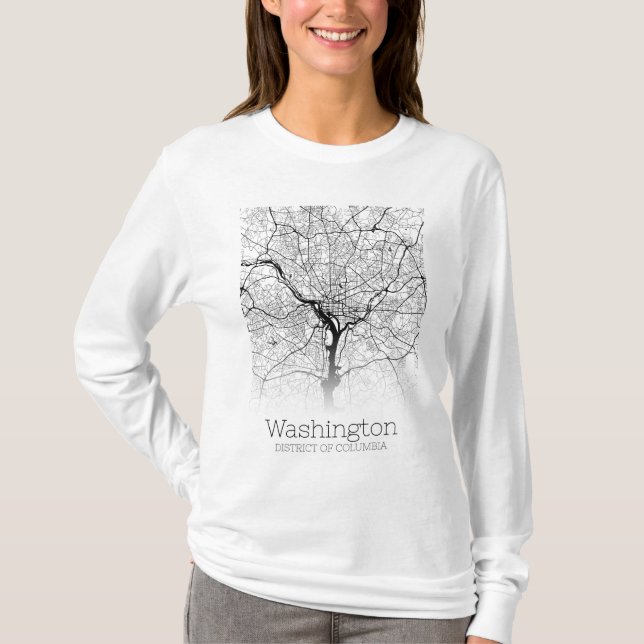 Washington DC  City Map T-Shirt (Front)