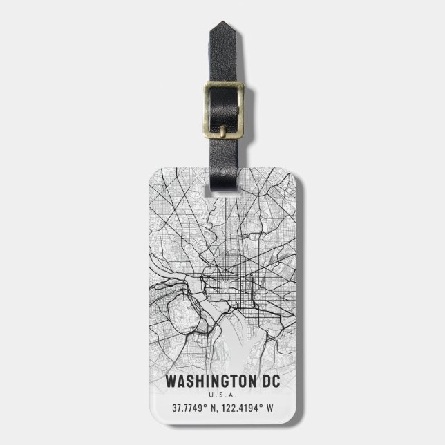 Washington, DC. City Map Topography Luggage Tag (Front Vertical)