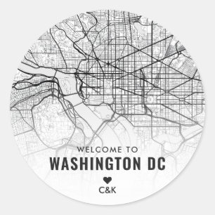 Washington, DC. City Map   Wedding Welcome Classic Round Sticker