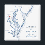 Washington DC Destination Wedding Favour Magnet<br><div class="desc">Quick and Easy ordering! These Washington DC map magnets make great DC wedding favours to include in your Washington DC destination wedding welcome bags. Move the heart by clicking "Edit Using design tool" under "Personalize". Featuring a map of Chesapeake Bay with Artwork by Coastal Map Designs</div>