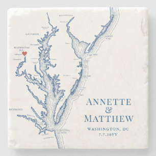 Washington DC Destination Wedding Favour Stone Coaster
