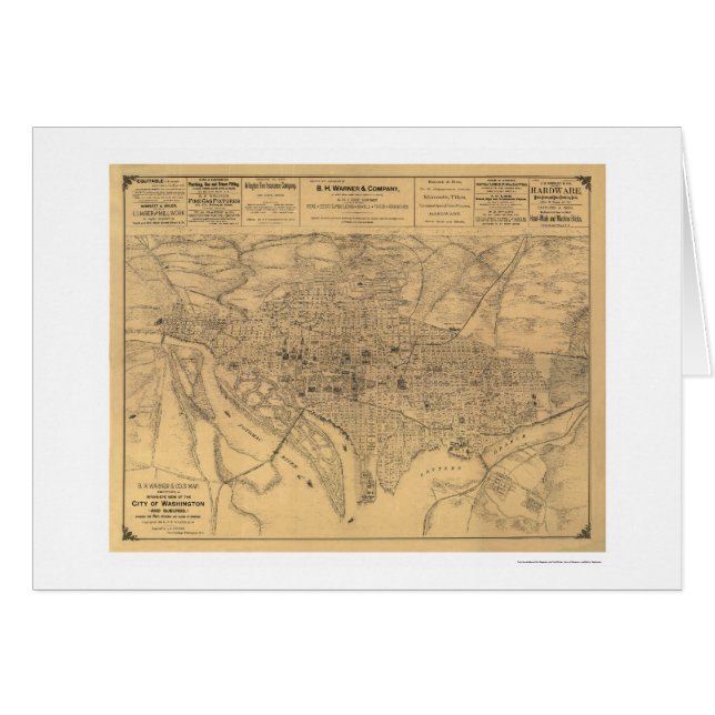 Washington DC et carte de banlieues par Gedney (Devant horizontal)