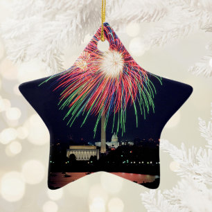 Washington DC Fireworks Night Photo Ceramic Ornament