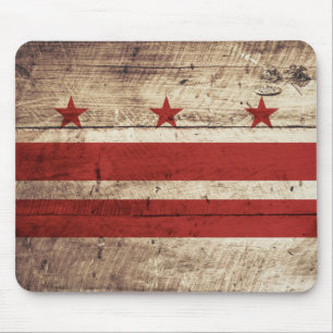 Washington DC Flag on Old Wood Grain Mouse Pad