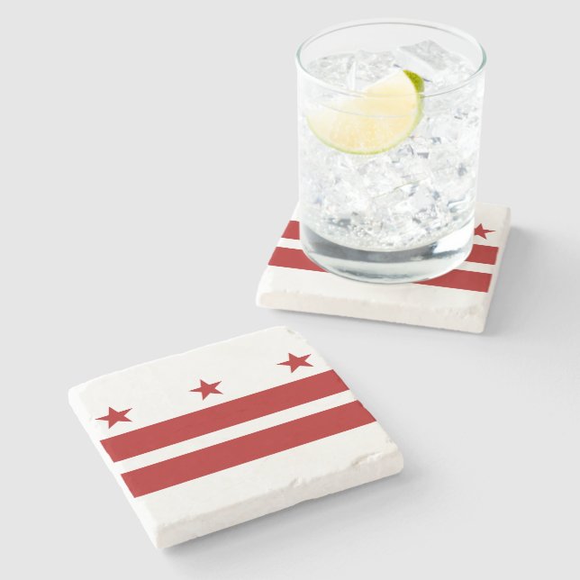 Washington DC Flag Stone Coaster (Side)