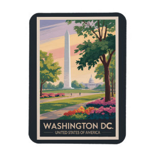 Washington DC Illustration Travel Art Vintage Magnet