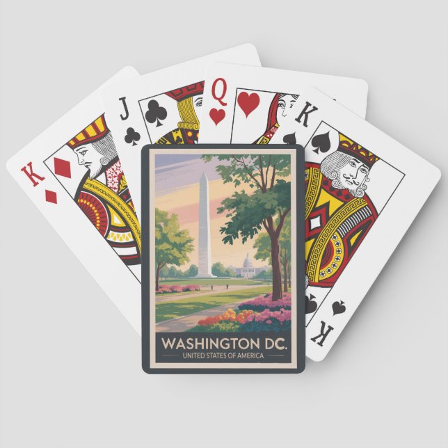Washington DC Illustration Travel Art Vintage Playing Cards (Back)