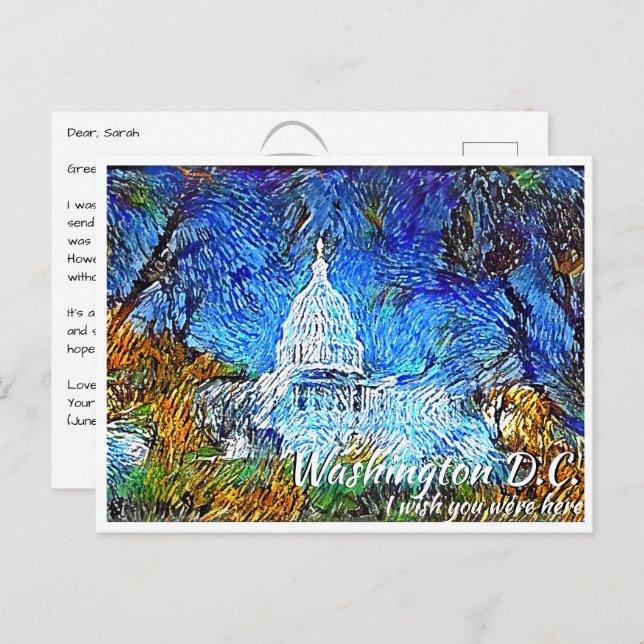 Washington DC Impressionistic US Capitol Postcard (Front/Back)
