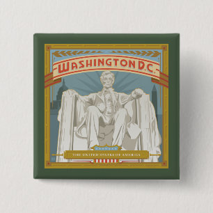 Washington DC Lincoln Memorial 2 Inch Square Button