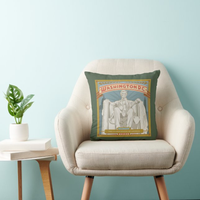 Washington DC | Lincoln Memorial Throw Pillow (Chair)