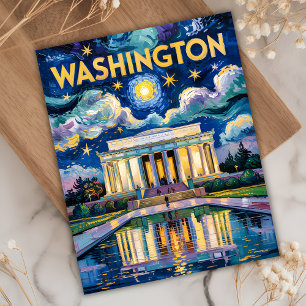 Washington DC Lincoln Memorial Vibrant Van Gogh Postcard