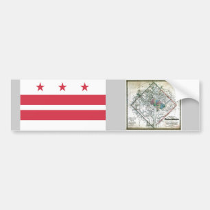 Washington DC Map and Flag Bumper Sticker