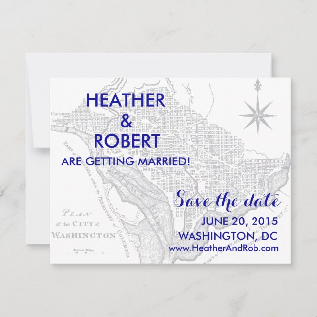 Washington DC Map Save the Date (grey map) (Front)