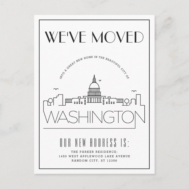 Washington DC Modern Deco | Change of Address Announcement Postcard (Front)