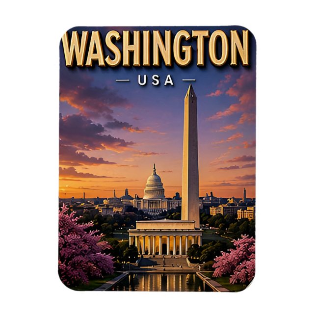 Washington DC Monuments Capitol Skyline Magnet (Vertical)