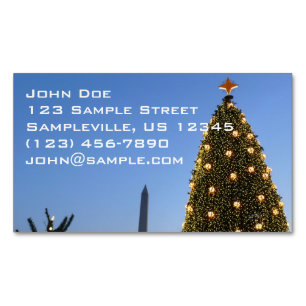 Washington DC National Christmas Tree Dusk Magnetic Business Card